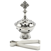 Incense Burner and Tong Nickel Set of 2