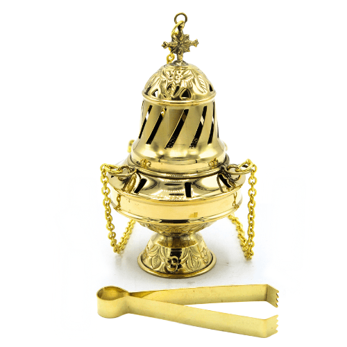 Incense Burner, Cup and  Tong Brass ( 15 cm )