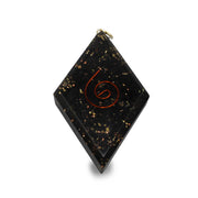 Orgone pendant diamond shaped Black Tourmaline with spiral