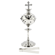 Incense Burner and Tong  Nickel ( 25 cm )
