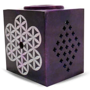 Flower of life on spiritual purple soapstone aromaburner