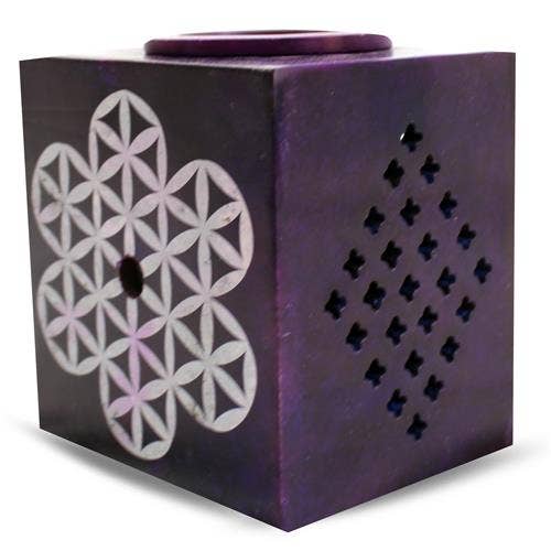 Flower of life on spiritual purple soapstone aromaburner