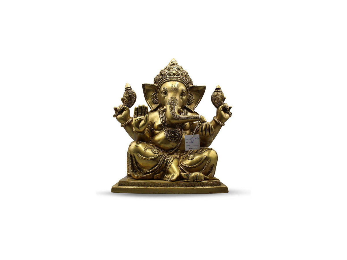 Ganesh Sitting Mala Design Sq. Base 15"