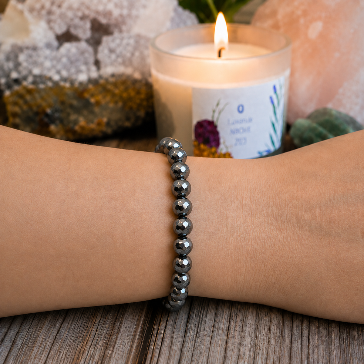 Hematite Faceted Beads Bracelet 8mm - Brazil
