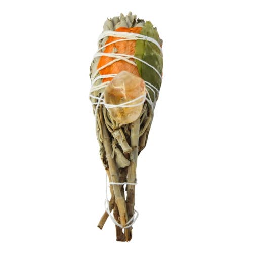 Green Tree Cleansing Energy Smudge Stick with Citrine