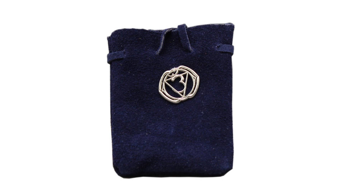 Suede Pouch - Blue With Chakra Symbol 3.25X2.75"