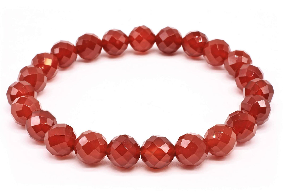 Carnelian Faceted Beads Bracelet 8mm - China
