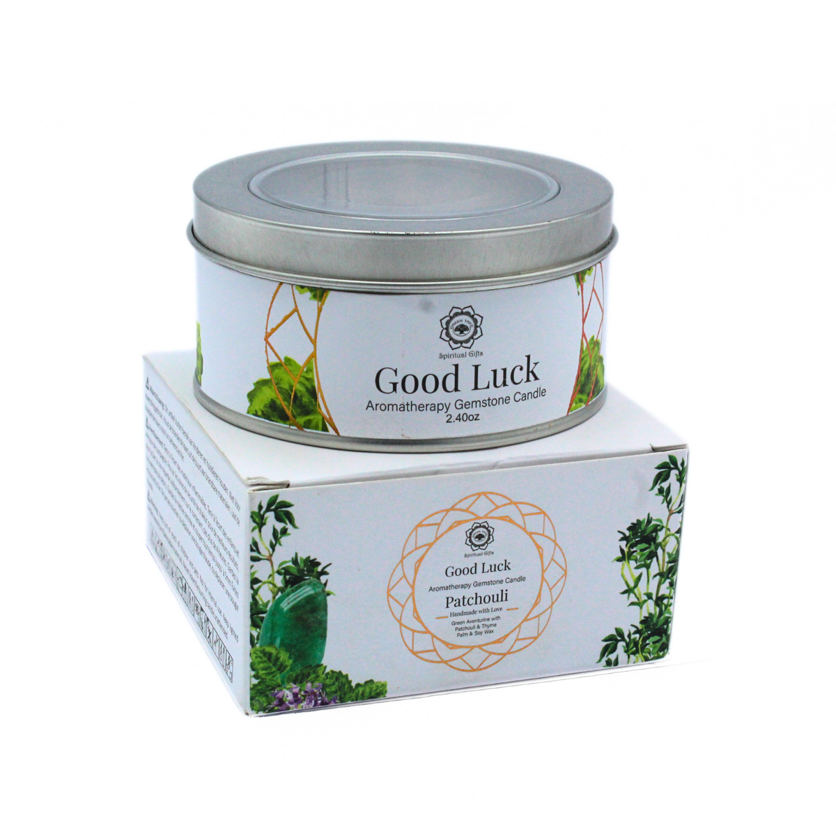 Green Tree Gemstone Candle Good Luck Patchouli 70g