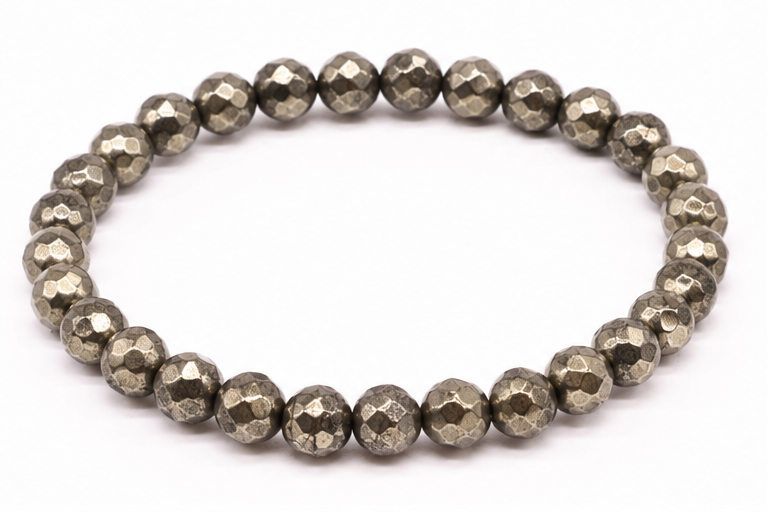 Pyrite Faceted Beads Bracelet 6mm - Peru