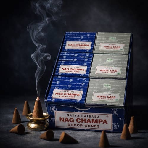 Satya Dhoop Cones Assorted Nag Champa/ White Sage