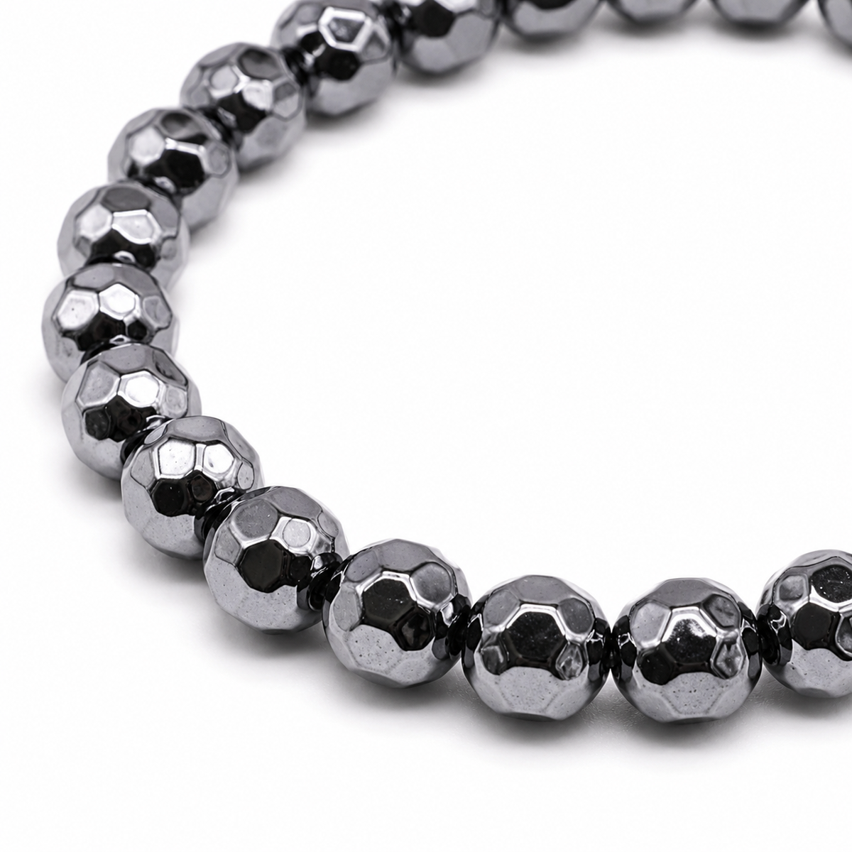 Hematite Faceted Beads Bracelet 8mm - Brazil