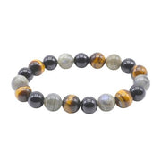 Labradorite, Black Tourmaline & Tiger Eye bracelet 10 mm
