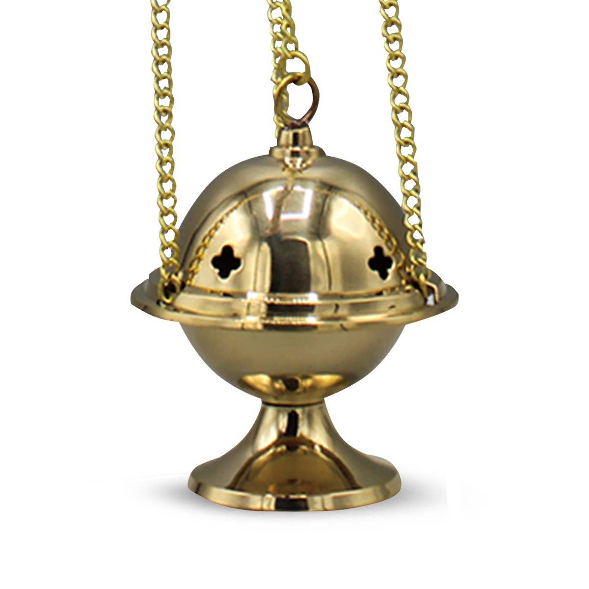 Incense Burner with Chain and Cup - Brass Polish