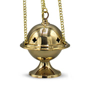 Incense Burner with Chain and Cup - Brass Polish