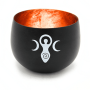 Tealight Holder Spiral & Crescent Moons Black & Copper