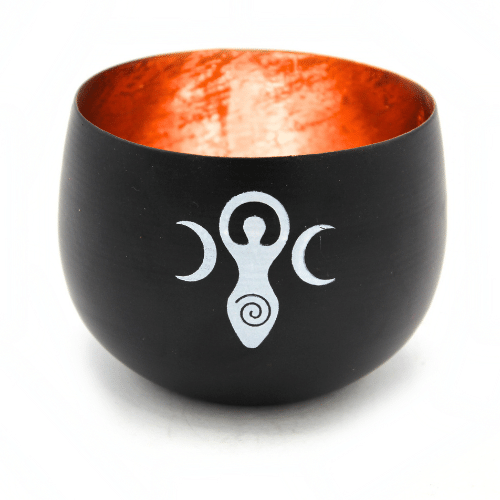 Tealight Holder Spiral & Crescent Moons Black & Copper