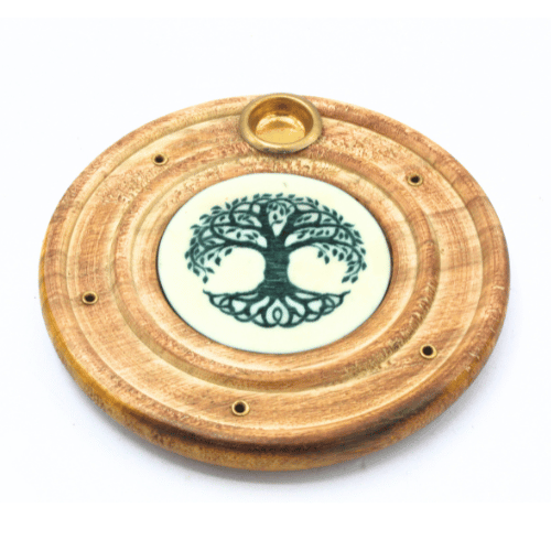 Wooden Incense Burner Green Tree Of Life 10 cm