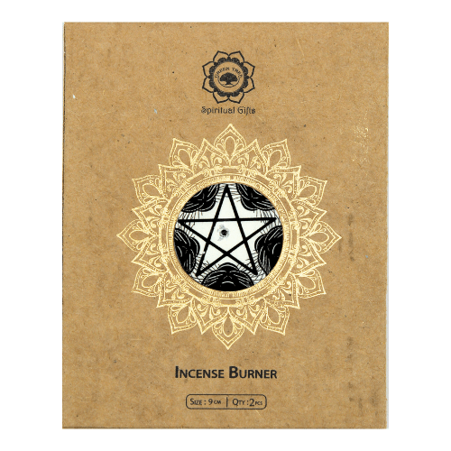 Coaster & Incense Holder - Cat & Pentagram 2 pcs.