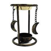 Iron Oil Burner Crescent Moons - Gold Antique finish, 10 cm