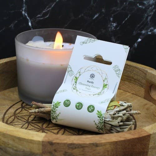 Cleansing Energy Sage Torch (With Citrine) with Label