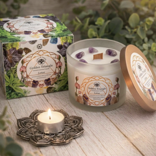Green Tree Gemstone Candle Golden Triangle Lotus 256g