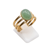Bague trident en acier inoxydable, aventurine verte
