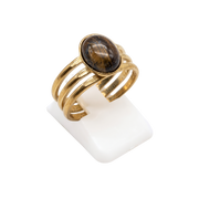 Stainless Steel Trident Ring Tiger Eye