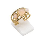 Anillo triple de acero inoxidable con cuarzo rosa