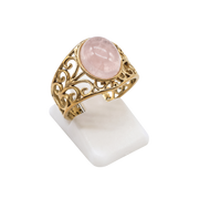 Anello aperto in acciaio inossidabile con quarzo rosa