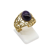 Anello aperto in acciaio inossidabile con ametista
