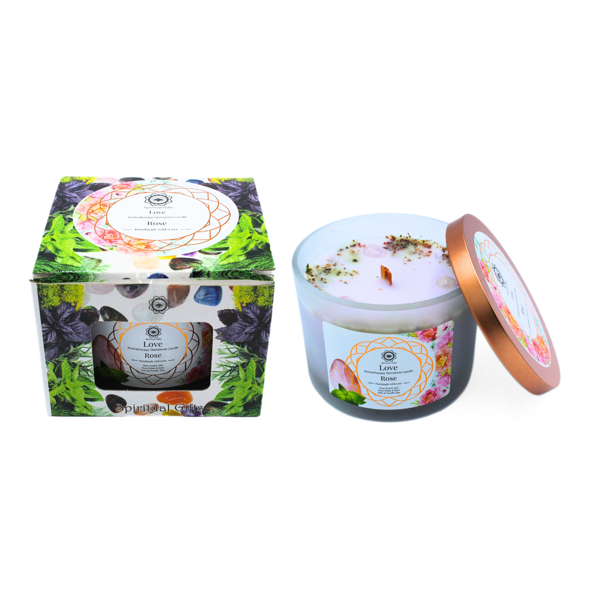 Green Tree Gemstone Candle Love Rose 256g