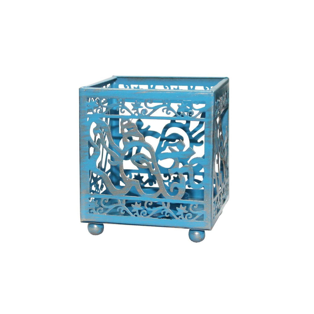 METAL T-LIGHT HOLDER BLUE-GANESHA