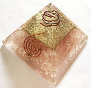 Orgonite Pyramide, Rose Quartz, Reiki Symbol and Spiral