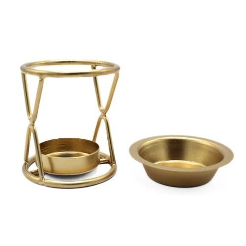 Iron Incense Burner - Gold Finish, 7x6 cm