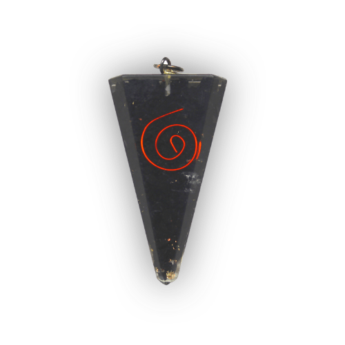 Orgone Pendant Triangle Shape-Black Tourmaline-Spiral