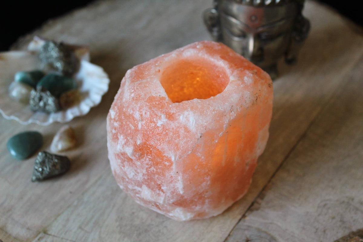Himalayan Salt Tealight Holder Orange With Box