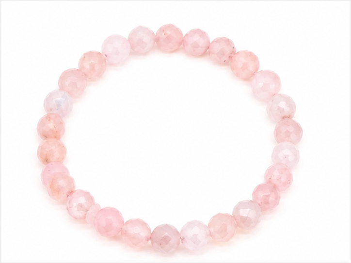 Rose Quartz Faceted Beads Bracelet 6mm - Madagascar