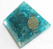 Large Orgonite pyramid Blue Topaz Flower of Life