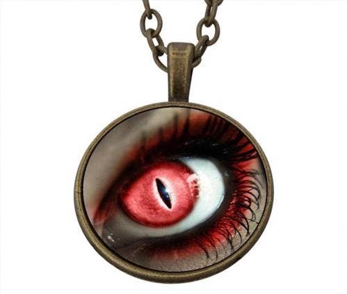 Lucky Pendant Purple Heart  Red Eye Love incl. chain