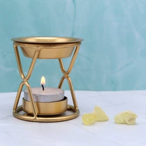 Iron Incense Burner - Gold Finish, 7x6 cm