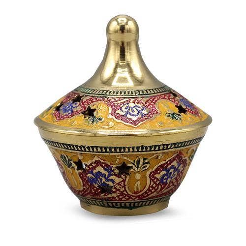 Brass Powder Pot Embossed (5 cm)