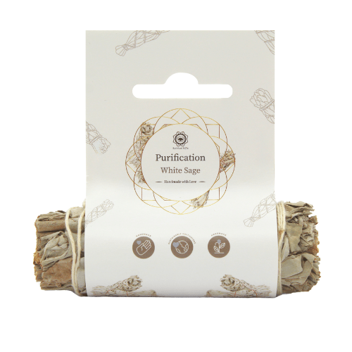 Purification White Sage Smudge Stick 10 cm with label