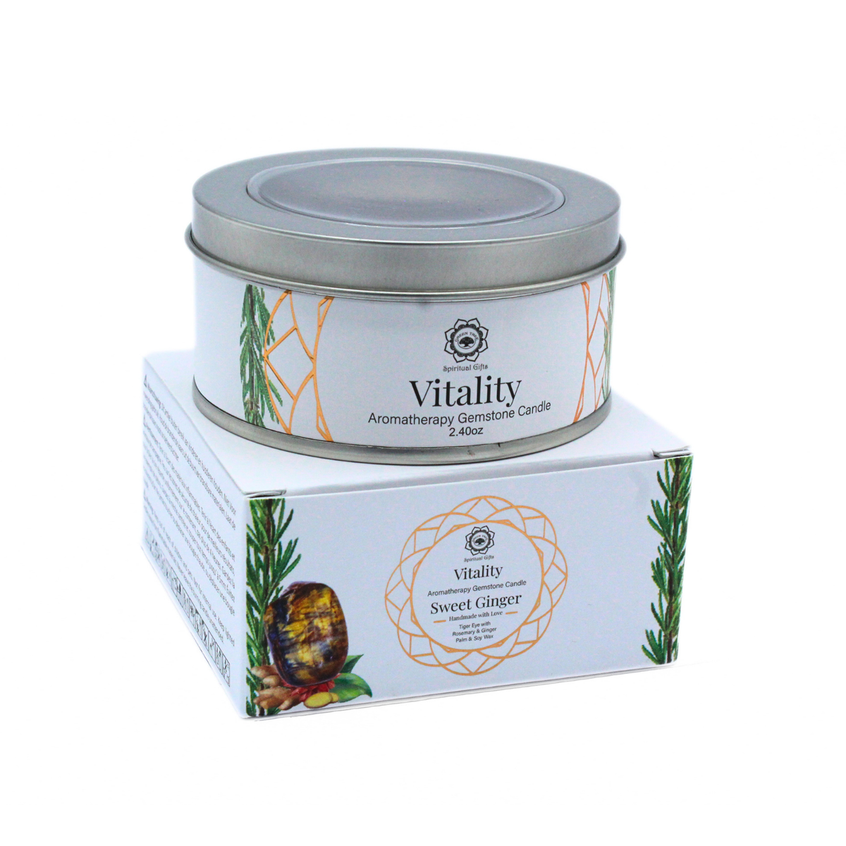 Green Tree Gemstone Candle Vitality Sweet Ginger 70g