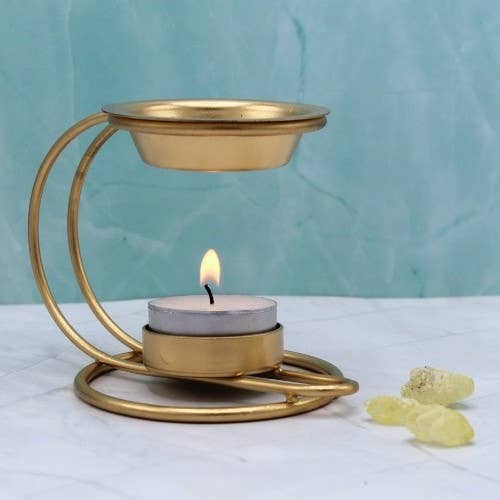 Iron Incense Grain Burner - Gold Finish, 8x12 cm