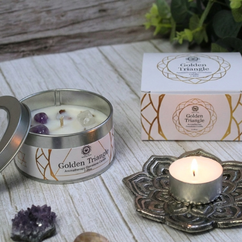 Green Tree Gemstone Candle Golden Triangle Lotus 70g