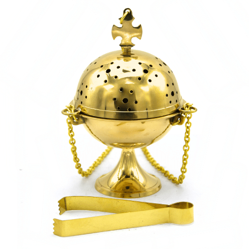 Incenseburner set of 3 pcs. Brass 17.5 cms