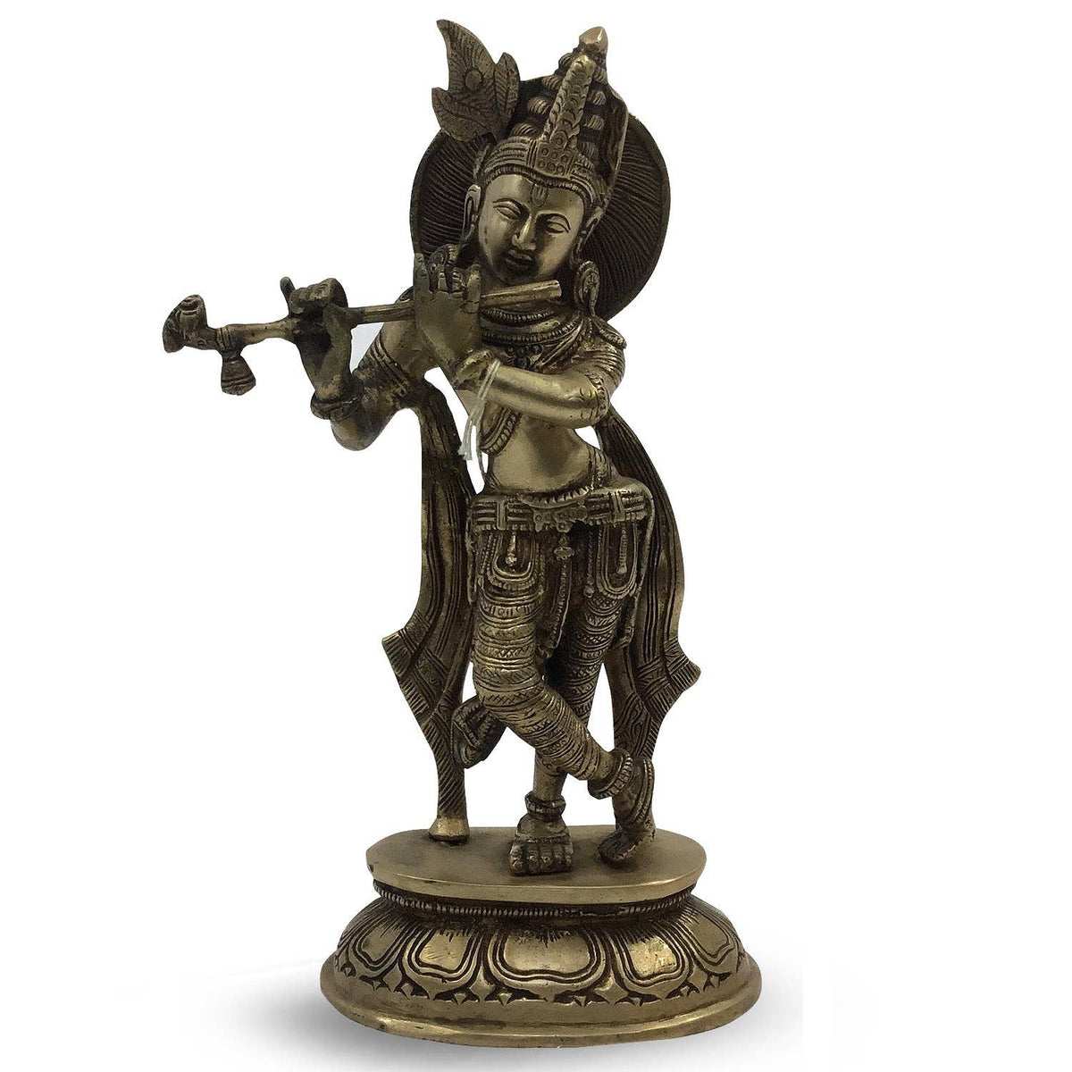 Brass Krishan with Flute 25cm