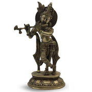 Brass Krishan with Flute 25cm