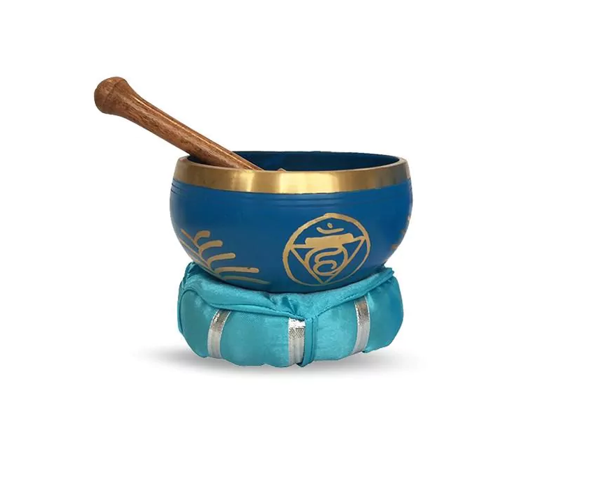 Brass Singing Bowl with stick & Cushion 12 cm Throat Chakra