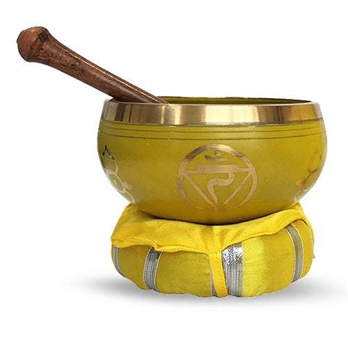 Brass Singing Bowl with stick & Cusion 10 cm Solar Plexus Chakra